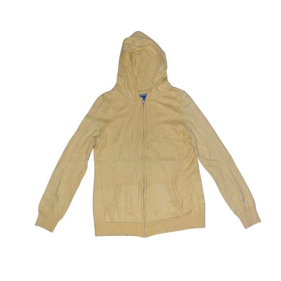 Old Navy Full Zip Hooded Sweater Yellow Cotton Blend Size Large Loungewear - Picture 1 of 4